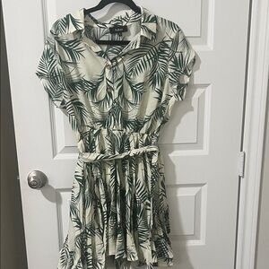 A New Day Green Leaf Print Dress